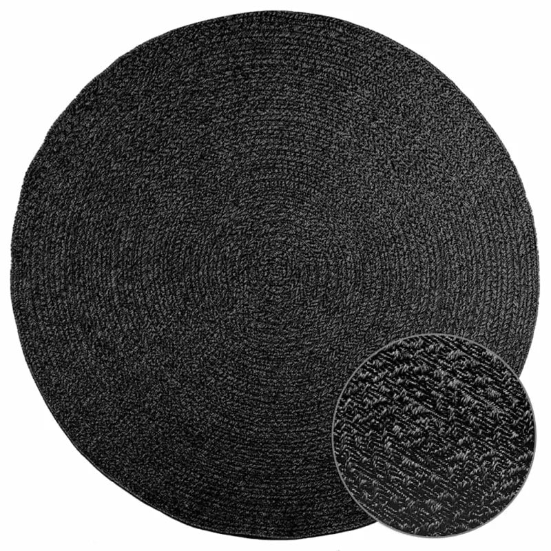 Vloerkleed voor binnen en buiten met gezellige sfeer - Antraciet / Ø 200 cm / Rond - Vloerkleden