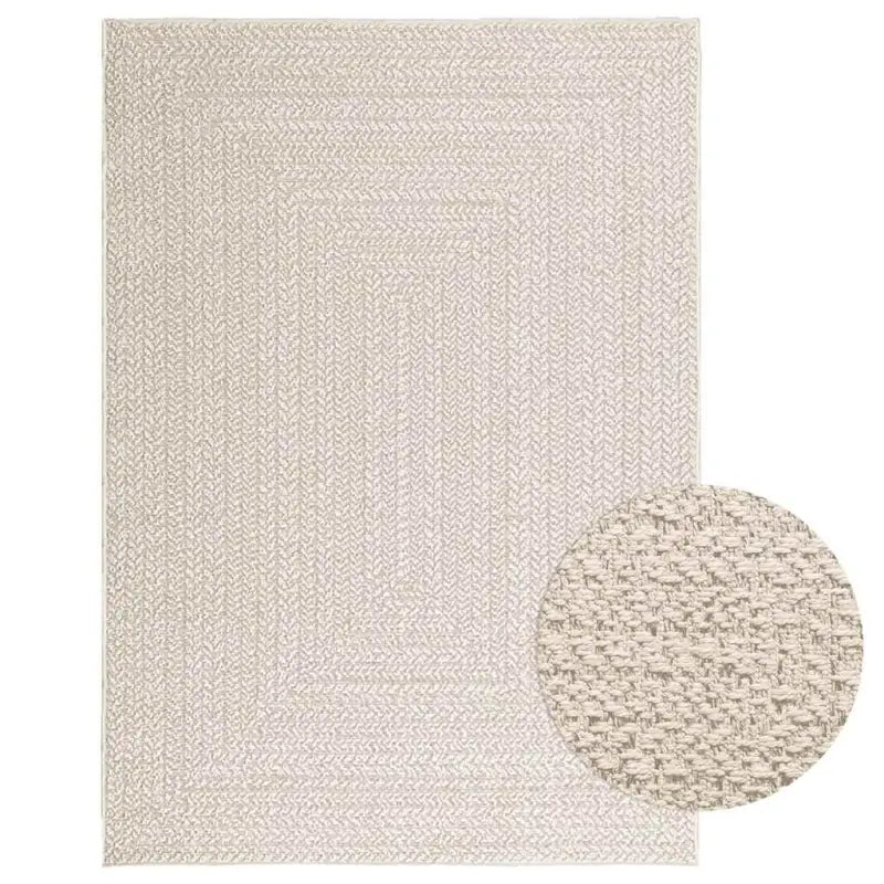 Vloerkleed voor binnen en buiten met gezellige sfeer - Crème / 120 x 170 cm / Rechthoekig - Vloerkleden
