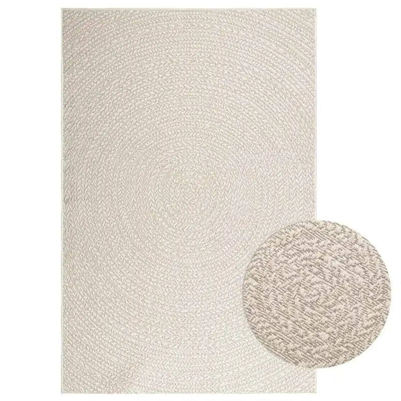 Vloerkleed voor binnen en buiten met gezellige sfeer - Crème / 140 x 200 cm / Rond - Vloerkleden