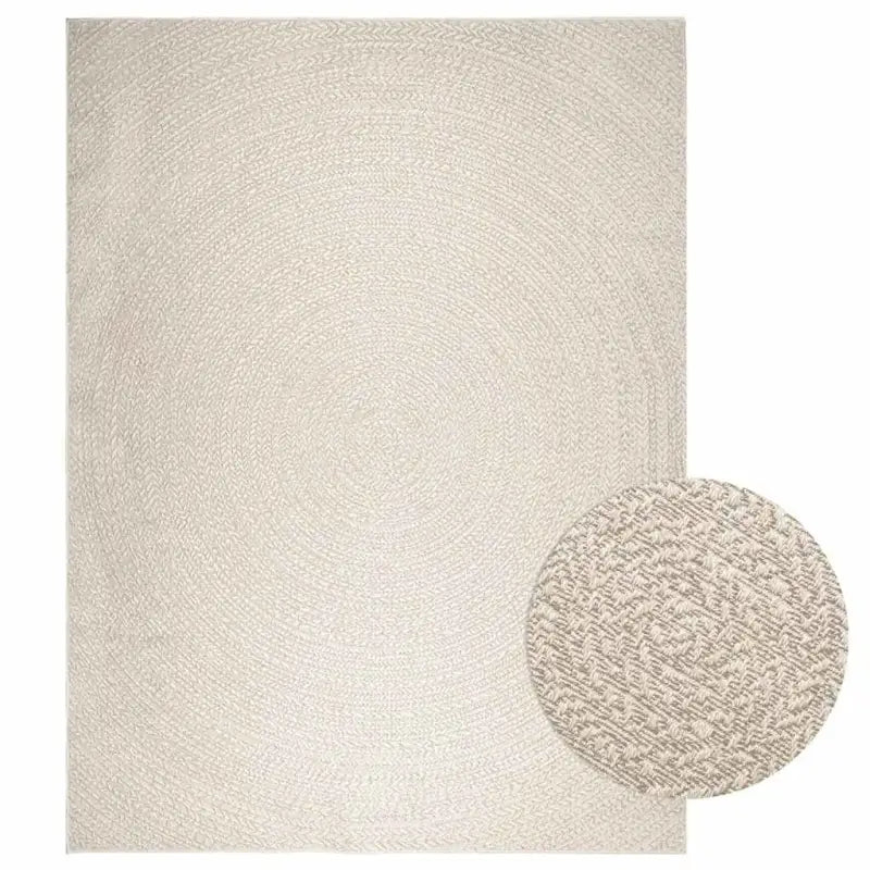 Vloerkleed voor binnen en buiten met gezellige sfeer - Crème / 240 x 340 cm / Rond - Vloerkleden