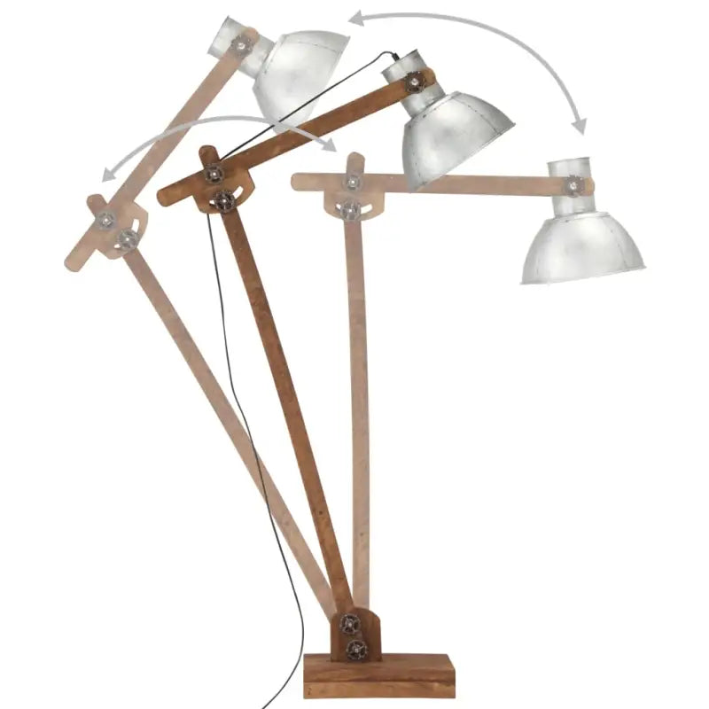 Vloerlamp met massief mangohout en verstelbare houten lat in bruine afwerking - Lampen