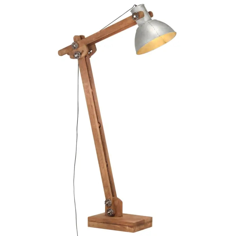 Vloerlamp met massief mangohout en verstelbare houten lat in bruine afwerking - Zilver / 1 - Lampen