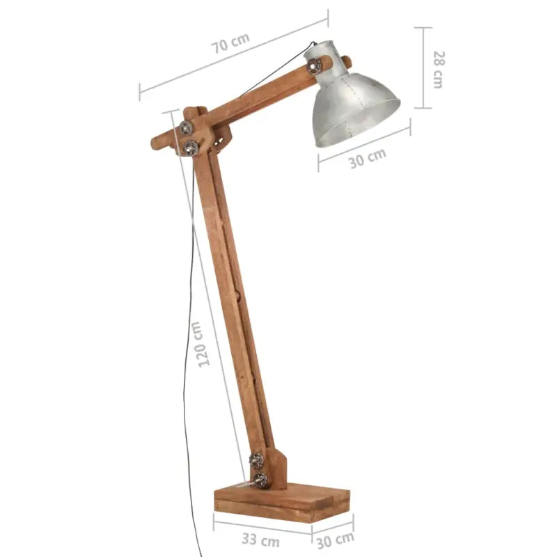 Vloerlamp met massief mangohout en verstelbare houten lat in bruine afwerking - Lampen