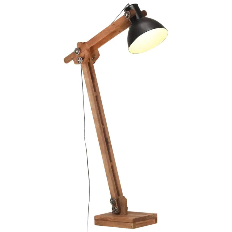 Vloerlamp met massief mangohout en verstelbare houten lat in bruine afwerking - Zwart / 1 - Lampen