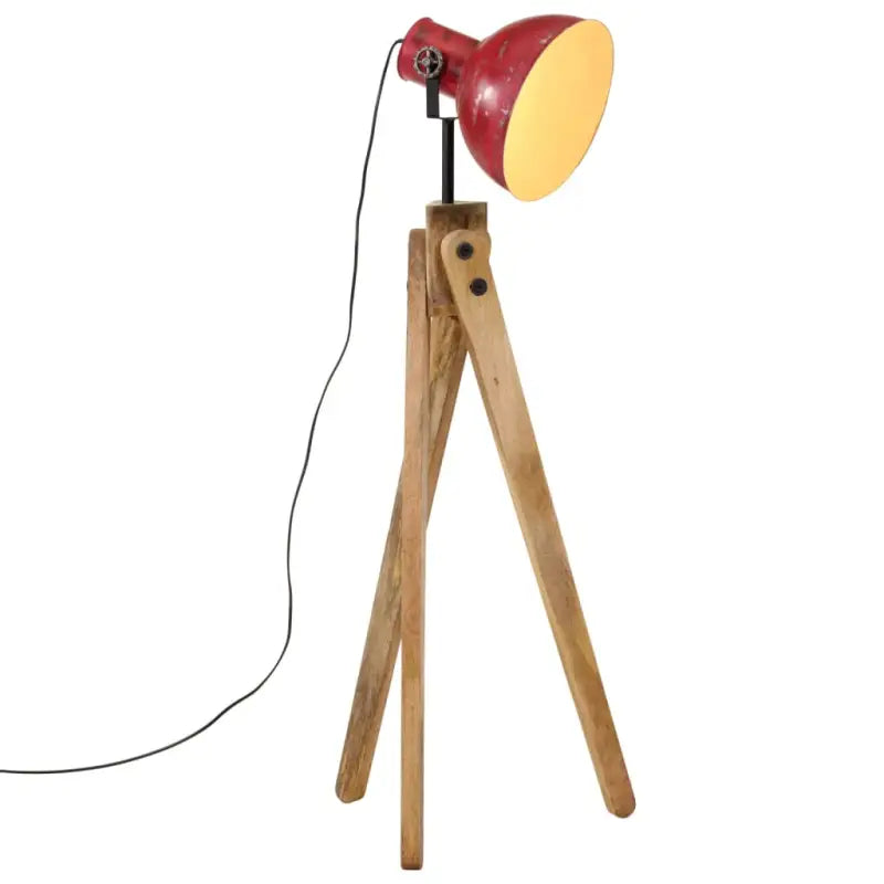 Vloerlamp van massief mangohout met E27 fitting in verweerd rood - Rood / 1 - Lampen