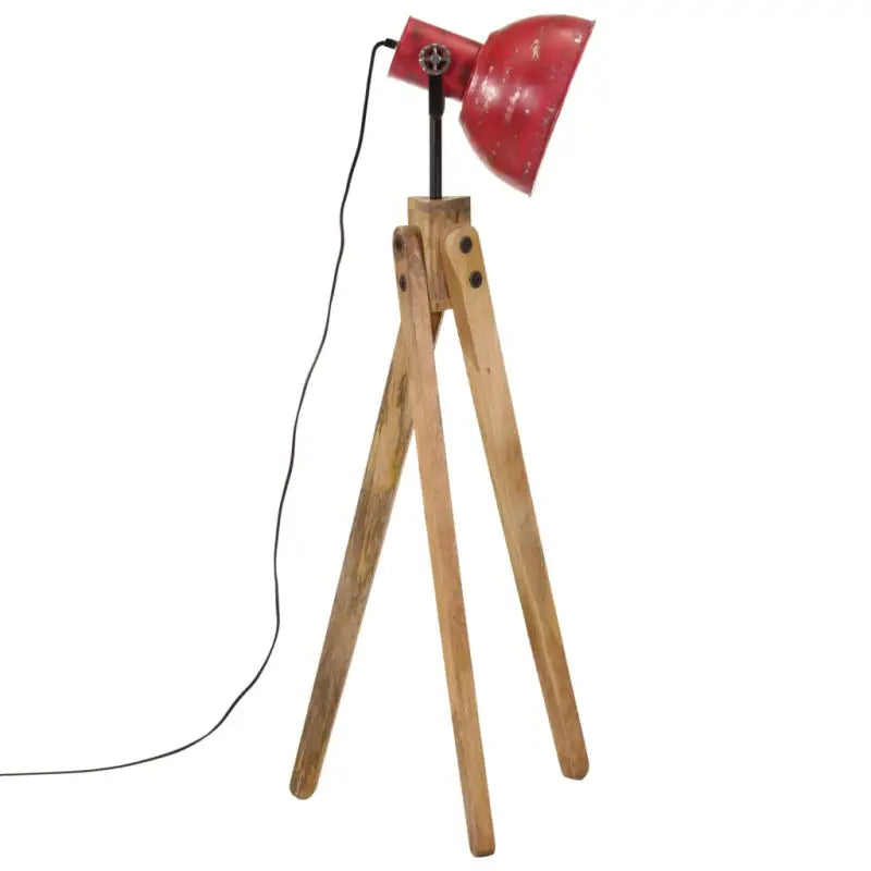 Vloerlamp van massief mangohout met E27 fitting in verweerd rood - Lampen
