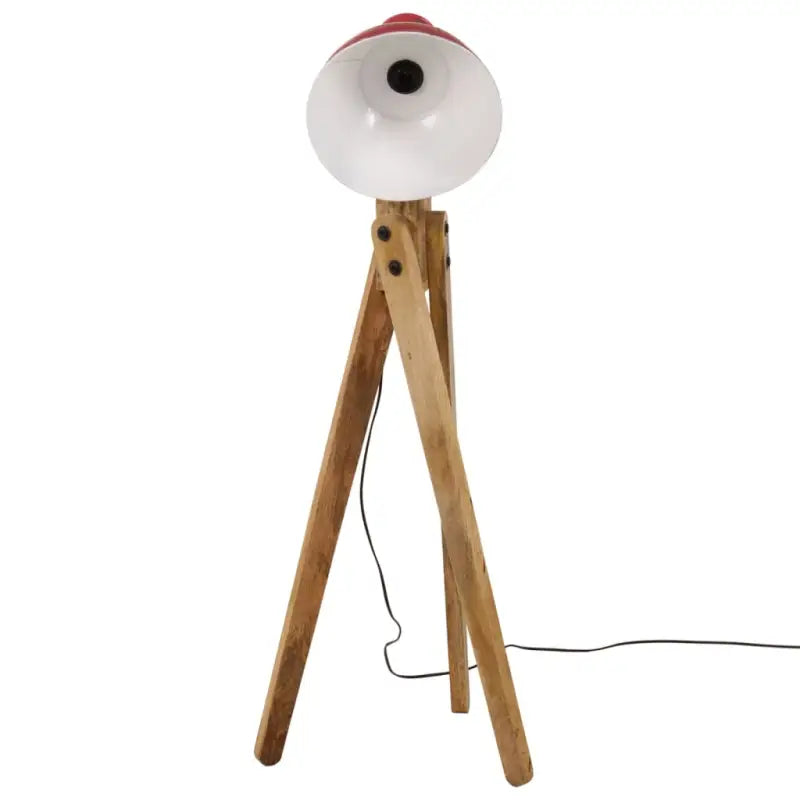 Vloerlamp van massief mangohout met E27 fitting in verweerd rood - Lampen