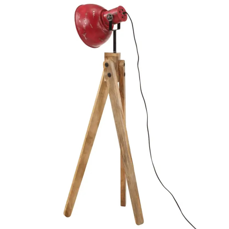 Vloerlamp van massief mangohout met E27 fitting in verweerd rood - Lampen
