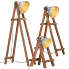 Vloerlampen set met verweerde bruine afwerking en massief mangohout - Zilver / 3 - Lampen