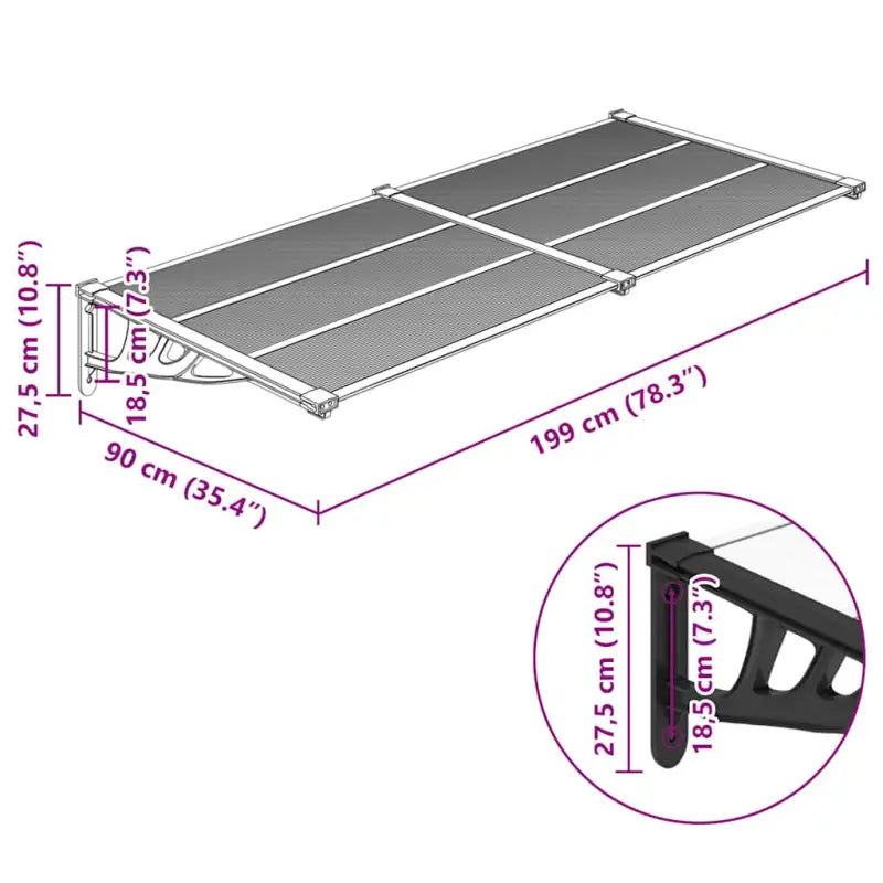 Voordeurluifel met eenvoudige installatie en duurzame polycarbonaat panelen - Zonwering