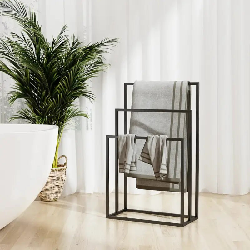 Vrijstaand Handdoekenrek voor een eigentijdse badkamer uitstraling - Zwart / 48 x 24 x 79 cm - Handdoekrekken & -houders