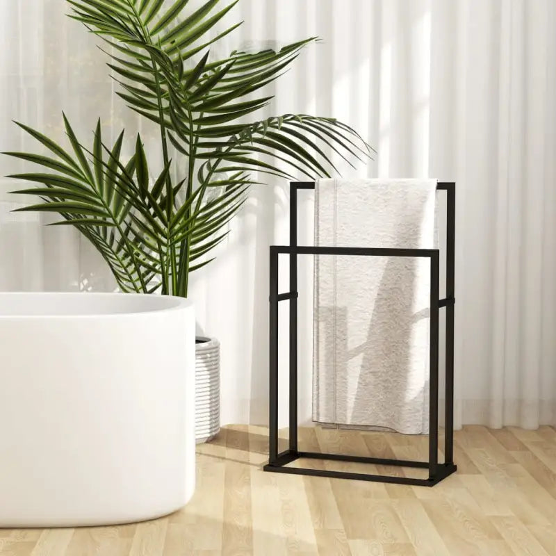 Vrijstaand Handdoekenrek voor een eigentijdse badkamer uitstraling - Zwart / 48 x 24 x 78.5 cm - Handdoekrekken &