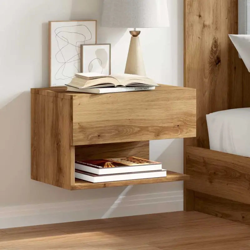 Wand Nachtkastje van bewerkt hout voor ruimtebesparend slapen - artisian oak / 1 - Nachtkastjes