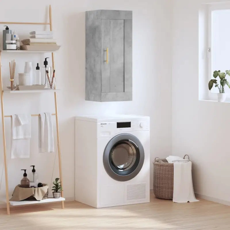 Wandgemonteerde buffetkast van bewerkt hout met elegant ontwerp - Betongrijs / 1 - Dressoirs & buffetkasten