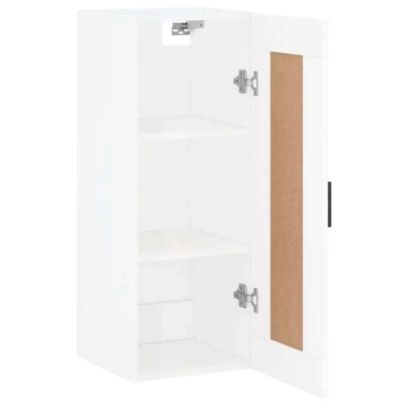 Wandgemonteerde dressoir bewerkt hout hoogglans wit elegante uitstraling - Dressoirs & buffetkasten