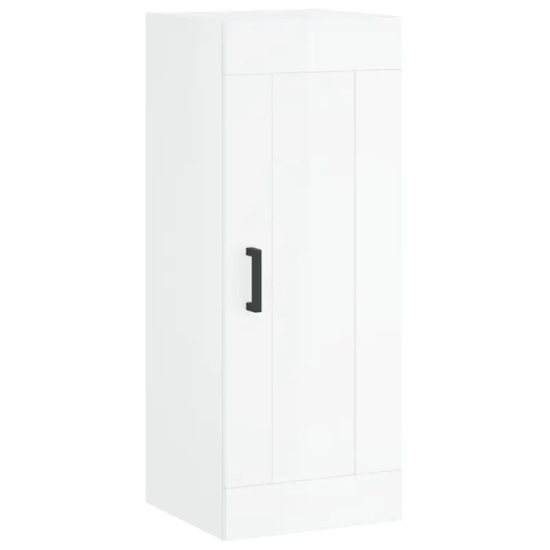 Wandgemonteerde dressoir bewerkt hout hoogglans wit elegante uitstraling - Dressoirs & buffetkasten