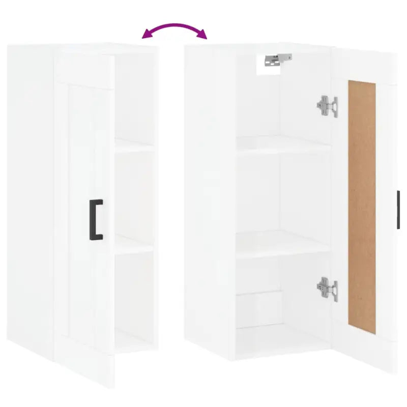 Wandgemonteerde dressoir bewerkt hout hoogglans wit elegante uitstraling - Dressoirs & buffetkasten
