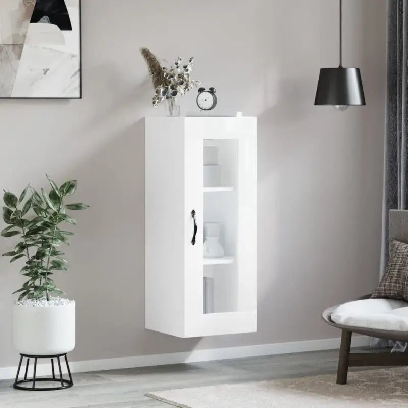 Wandgemonteerde dressoir in hoogglans wit van bewerkt hout - Dressoirs & buffetkasten