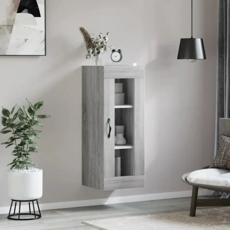 Wandgemonteerde dressoir in hoogglans wit van bewerkt hout - Grijs sonoma / 1 - Dressoirs & buffetkasten