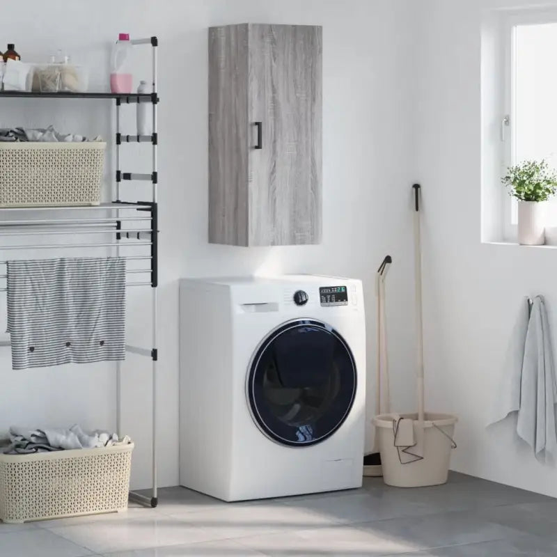 Wandgemonteerde dressoir in hoogglans wit van bewerkt hout - Grijs sonoma / 1 - Dressoirs & buffetkasten