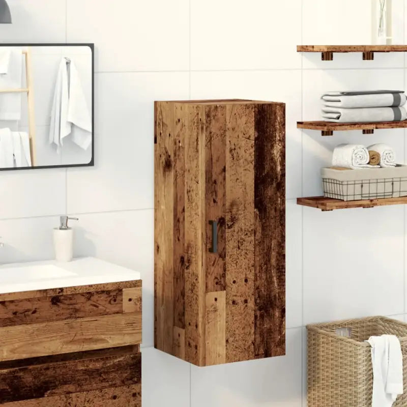 Wandgemonteerde dressoir in hoogglans wit van bewerkt hout - Oud hout / 1 - Dressoirs & buffetkasten