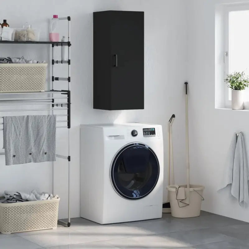 Wandgemonteerde dressoir in hoogglans wit van bewerkt hout - Zwart / 1 - Dressoirs & buffetkasten
