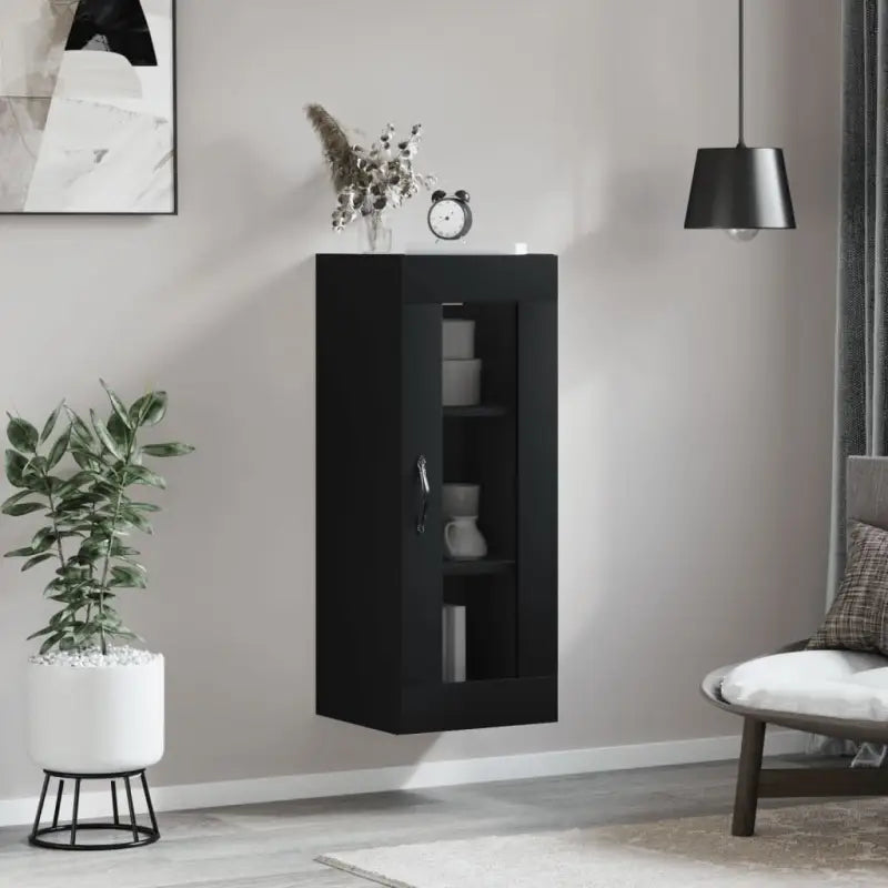 Wandgemonteerde dressoir in hoogglans wit van bewerkt hout - Zwart / 1 - Dressoirs & buffetkasten