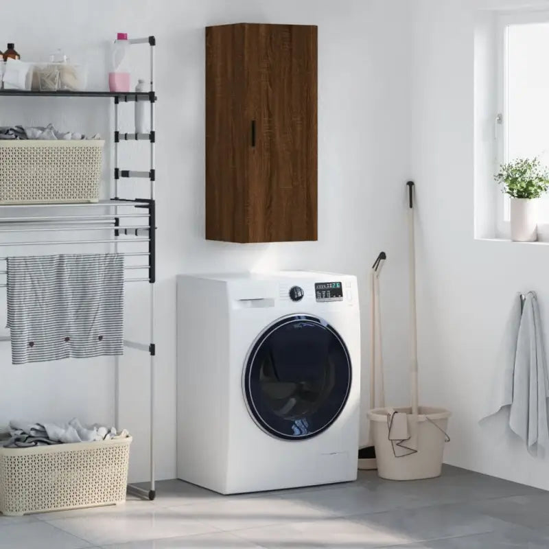 Wandgemonteerde dressoir met elegant bewerkt hout Design - Bruineiken / 1 - Dressoirs & buffetkasten