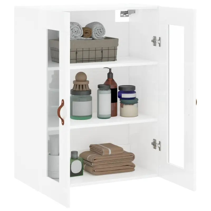 Wandgemonteerde dressoir van bewerkt hout in hoogglans wit - Dressoirs & buffetkasten