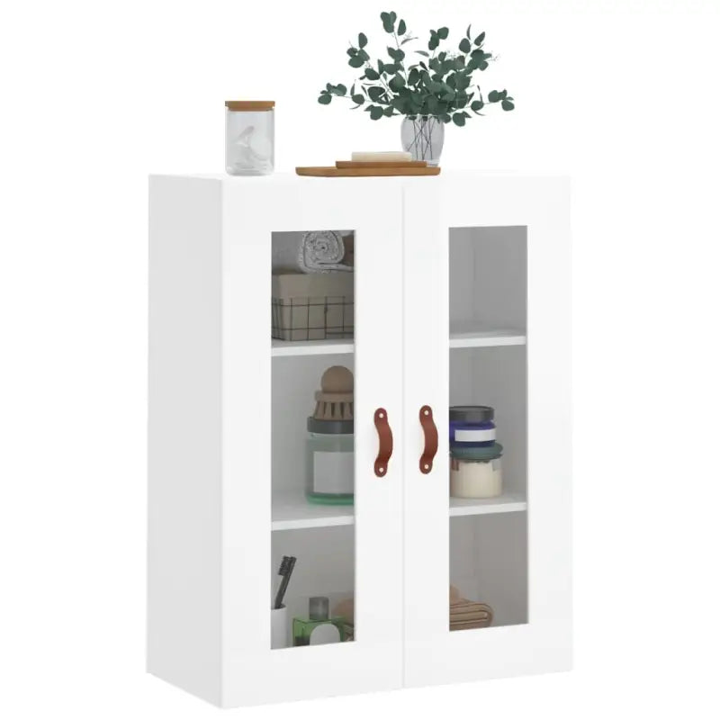 Wandgemonteerde dressoir van bewerkt hout in hoogglans wit - Dressoirs & buffetkasten