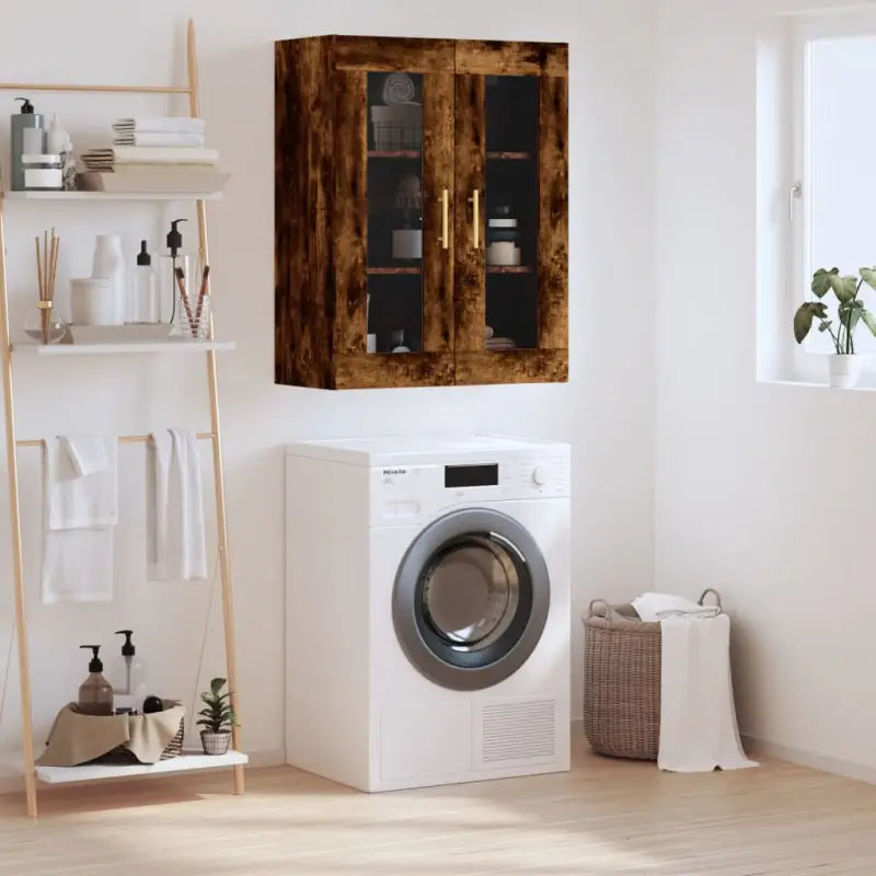 Wandgemonteerde dressoir van bewerkt hout met elegant ontwerp - Gerookt eiken / 1 - Dressoirs & buffetkasten