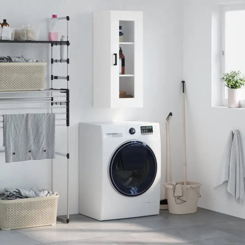 Wandgemonteerde kast van bewerkt hout met elegant en duurzaam ontwerp - Wit / 1 - Dressoirs & buffetkasten