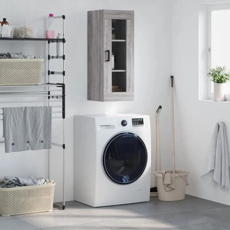 Wandgemonteerde kast van bewerkt hout met elegant en duurzaam ontwerp - Grijs sonoma / 1 - Dressoirs & buffetkasten