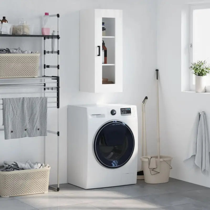 Wandgemonteerde kast van bewerkt hout met elegant en duurzaam ontwerp - Hoogglans wit / 1 - Dressoirs & buffetkasten