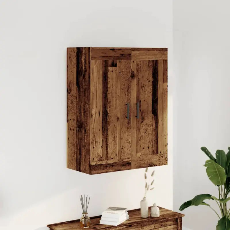 Wandgemonteerde kast van bewerkt hout met elegant en stevig ontwerp - Oud hout / 1 - Dressoirs & buffetkasten