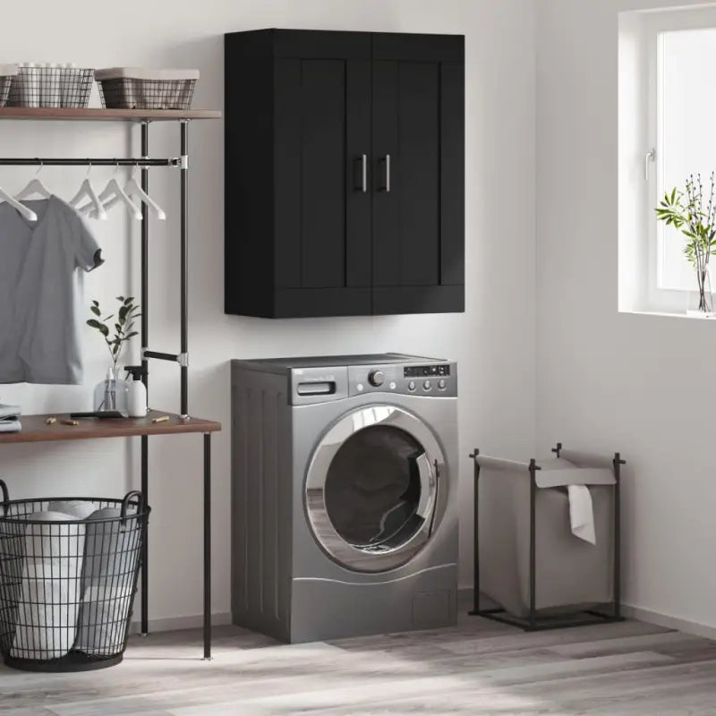 Wandgemonteerde kast van bewerkt hout met elegant en stevig ontwerp - Zwart / 1 - Dressoirs & buffetkasten