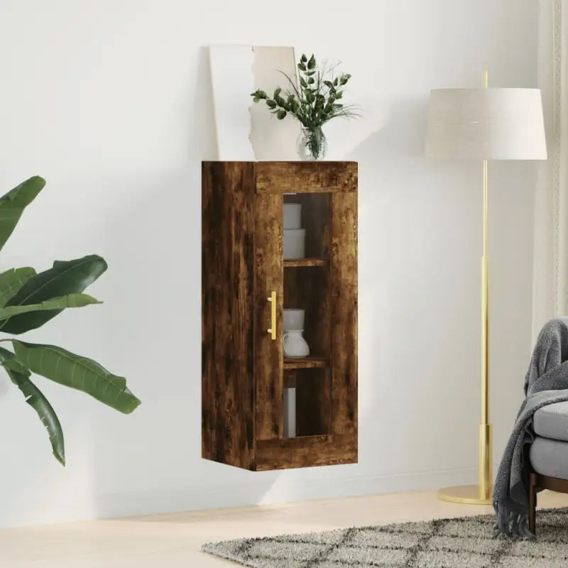 Wandgemonteerde kast van bewerkt hout met tijdloos design - Dressoirs & buffetkasten