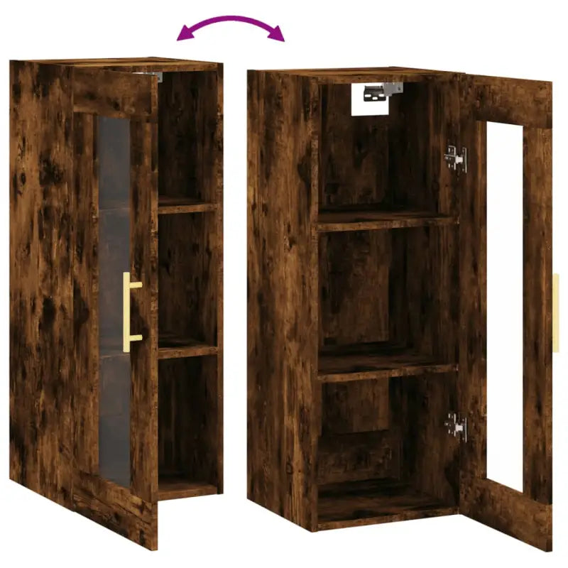 Wandgemonteerde kast van bewerkt hout met tijdloos design - Dressoirs & buffetkasten