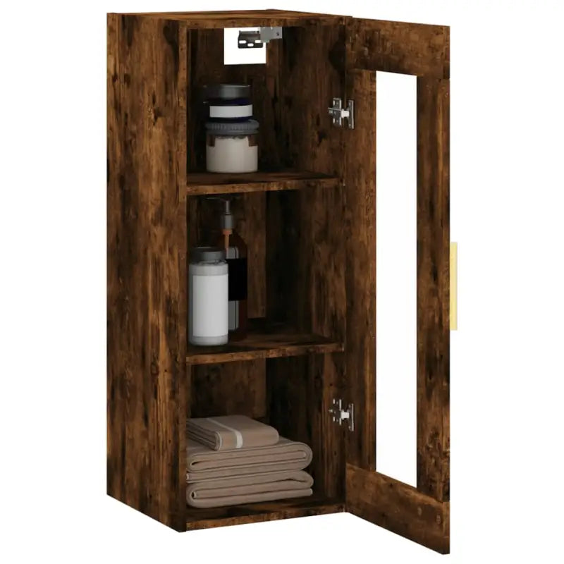Wandgemonteerde kast van bewerkt hout met tijdloos design - Dressoirs & buffetkasten