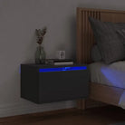 Wandgemonteerde nachtkastje in bewerkt hout met LED-verlichting - Zwart / 1 - Nachtkastjes