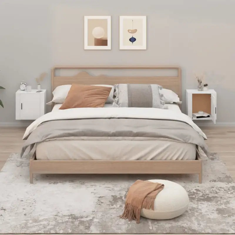 Wandgemonteerde nachtkastje met elegant en duurzaam ontwerp - Hoogglans wit / 2 - Nachtkastjes