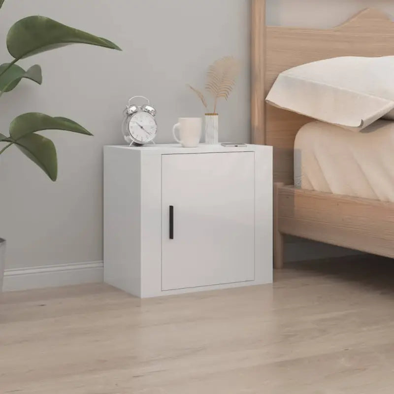 Wandgemonteerde nachtkastje met elegant en duurzaam ontwerp - Hoogglans wit / 1 - Nachtkastjes