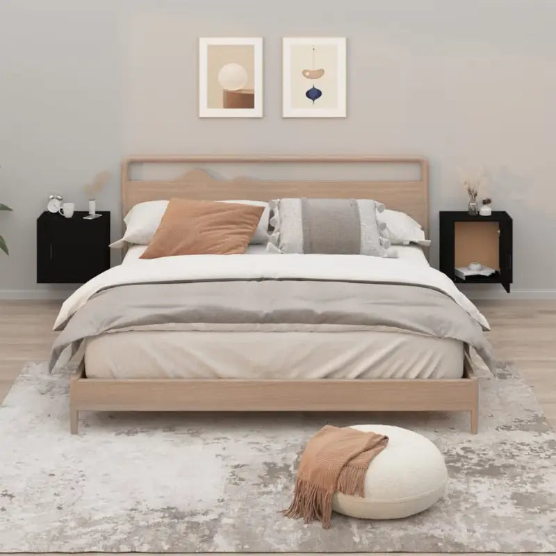 Wandgemonteerde nachtkastje met elegant en duurzaam ontwerp - Zwart / 2 - Nachtkastjes