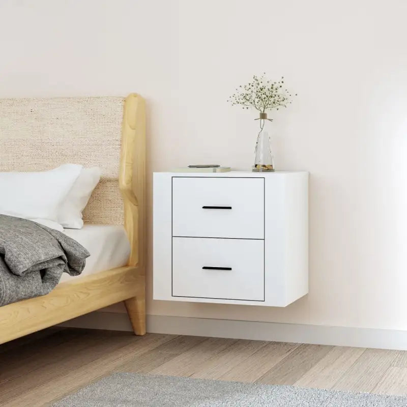 Wandgemonteerde nachtkastje met hoogglans wit en stabiel blad - Wit / 1 - Opbergkasten & lockerkasten