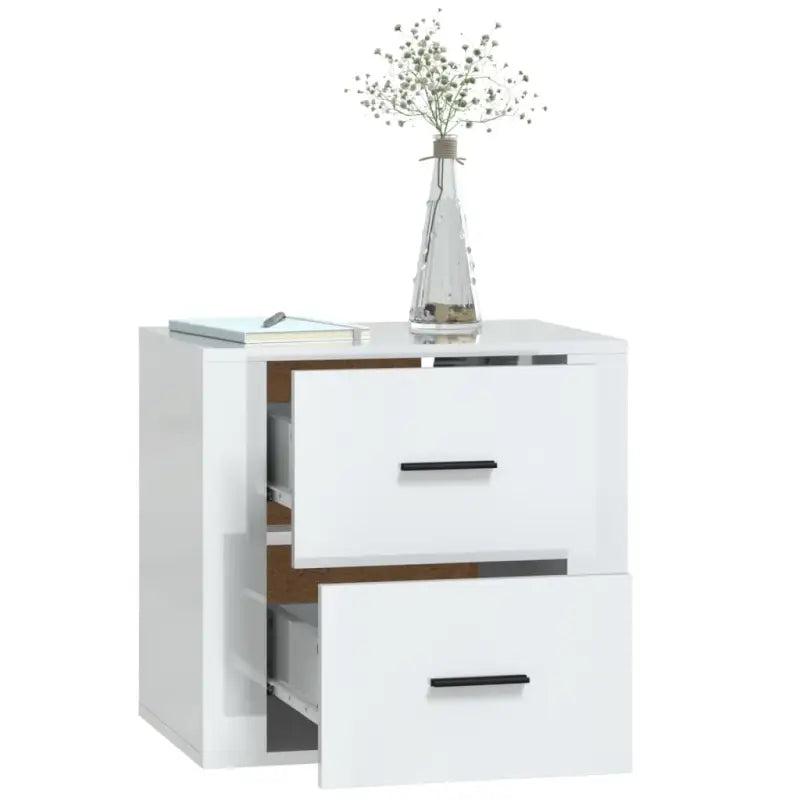 Wandgemonteerde nachtkastje met hoogglans wit en stabiel blad - Opbergkasten & lockerkasten
