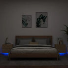 Wandgemonteerde nachtkastjes van bewerkt hout met LED-verlichting - Sonoma eiken / 2 - Nachtkastjes