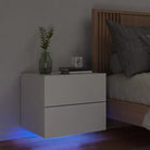 Wandgemonteerde nachtkastjes van bewerkt hout met LED-verlichting - Wit / 1 - Nachtkastjes