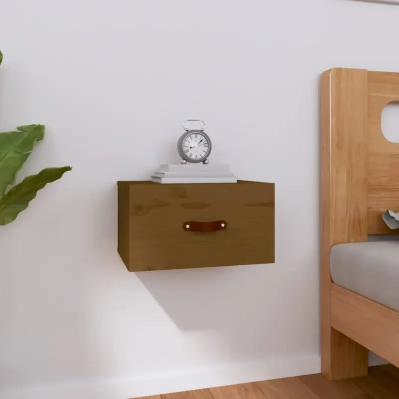 Wandgemonteerde opbergkasten van massief grenenhout met stabiel blad - Honingbruin / 1 - Opbergkasten & lockerkasten