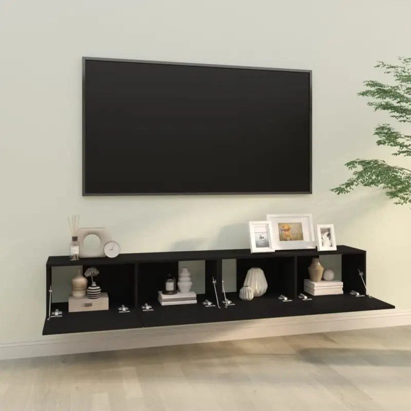 Wandgemonteerde TV-meubels van bewerkt hout met strak ontwerp - Tv-meubels