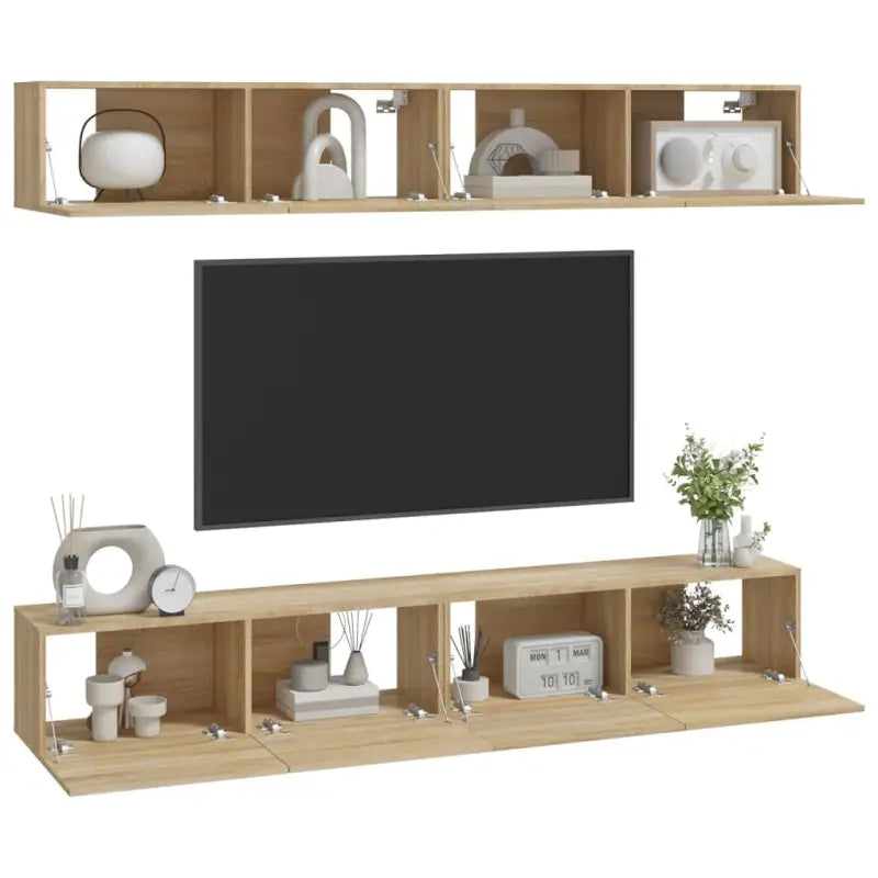 Wandgemonteerde Tv-meubels van bewerkt hout met strak ontwerp - Tv-meubels